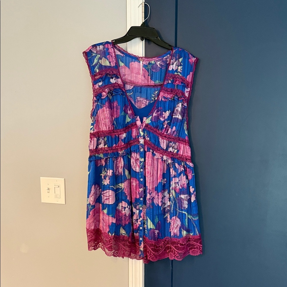 Free People Blue and Pink Floral Dress​